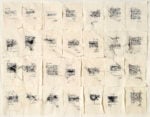 Maria Lai, Le scritture della notte, 2007, filo su tela, cm 103 x 131