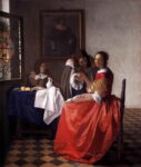 johannes vermeer giovane donna con bicchiere di vino e due cavalieri Valentino omaggia Jan Vermeer. Trionfo italiano a Parigi, con la poesia del maestro fiammingo