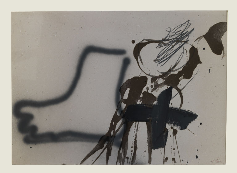 Silhouette de pied Silueta de peu 1984 Pittura e vernice su cartone 75 x 105 cm L’arte combinatoria di Tàpies