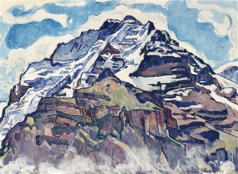 das jungfraumassiv von muerren aus 27x20cm 0 Hodler, simbolista (e simbolo) svizzero