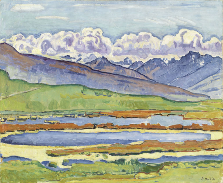 landschaft bei montana 19x15cm Hodler, simbolista (e simbolo) svizzero