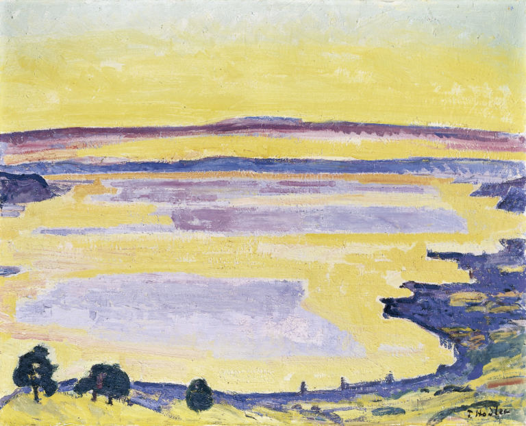 sonnenuntergang am genfer see von caux aus 18x15cm Hodler, simbolista (e simbolo) svizzero