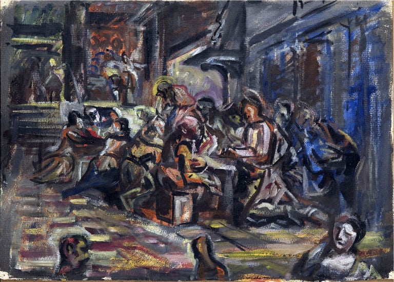 8.Emilio Vedova Interpretazione dal Tintoretto Ultima cena 1938 olio su carta Fondazione di Venezia Un tango tra Vedova e Tintoretto