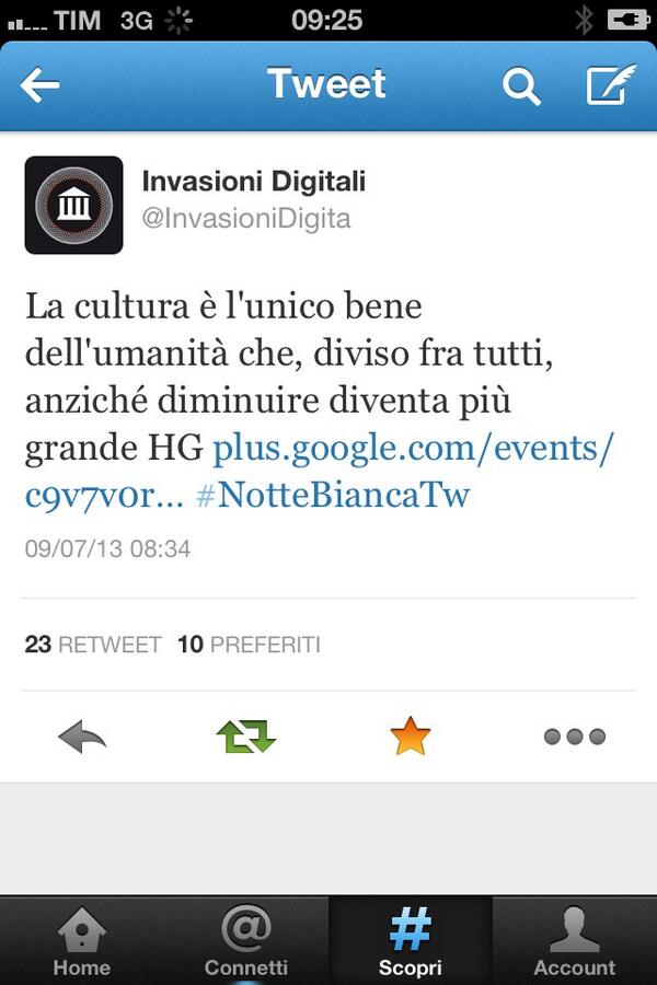 Notte Bianca Twitter. Cultura&turismo in 140 battute