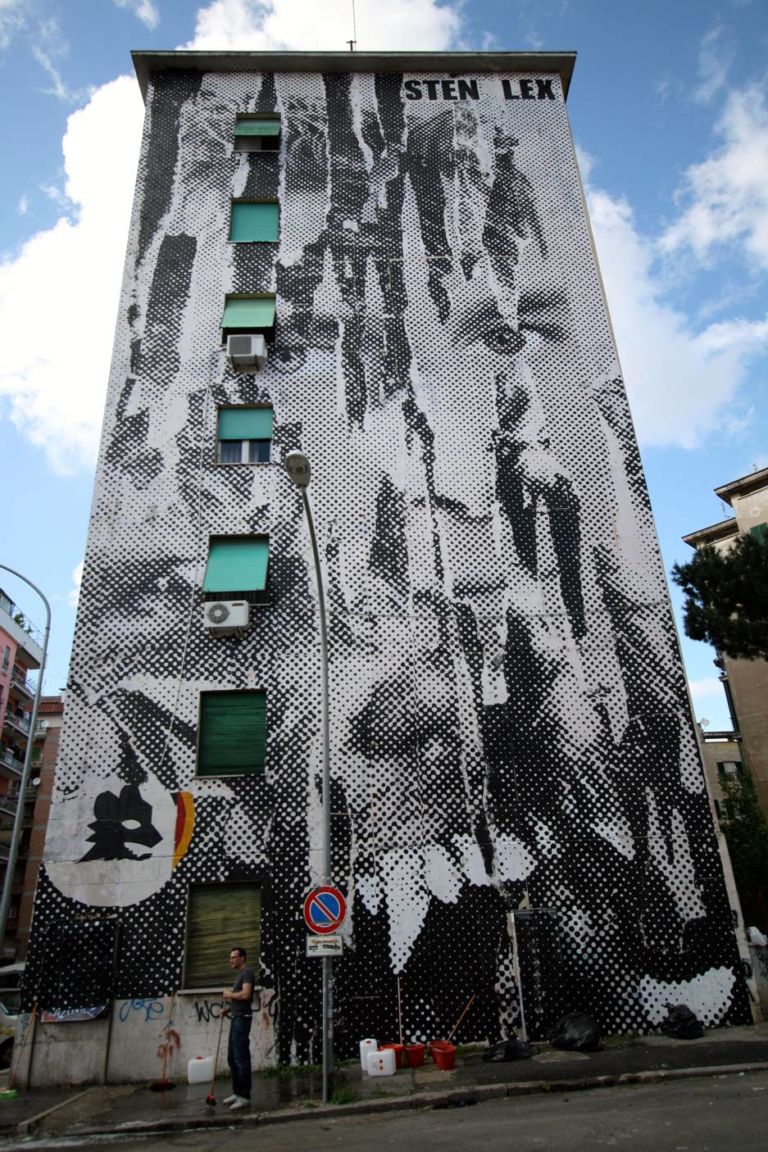 Sten Lex Totti Wolf c Jessica Stewart Street Art a Roma. Parte l’Outdoor Festival
