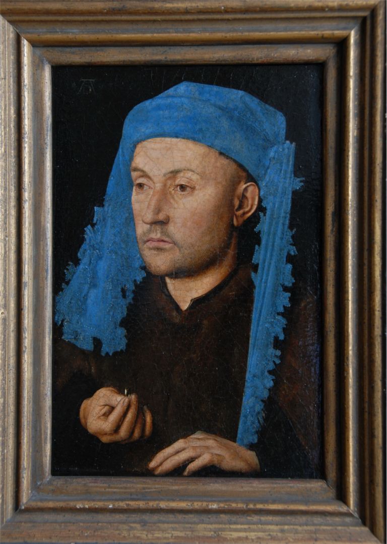 Jan Van Eyck Uomo dal copricapo azzurro 1429 ca. Sibiu Muzeul National Brukenthal Scenari inediti al Mart. Con Antonello