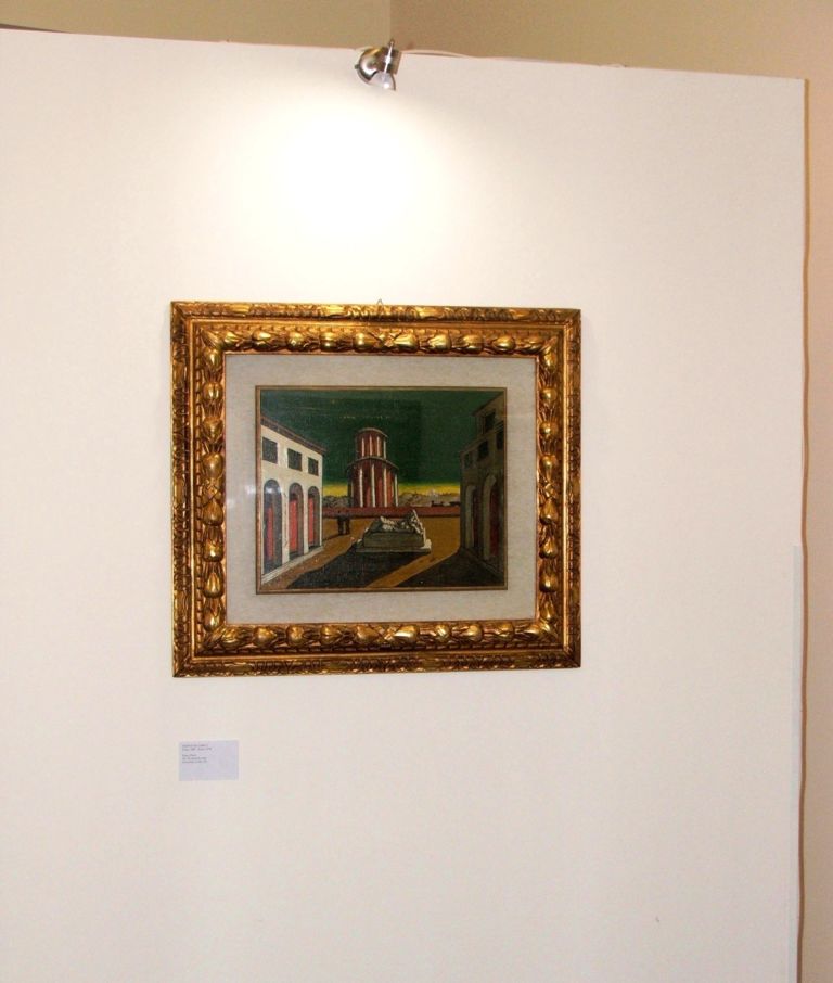 Piazza d’Italia di Giorgio de Chirico olio su tela cm 40x50 seconda metà sec. XX Arte recuperata a Reggio Calabria