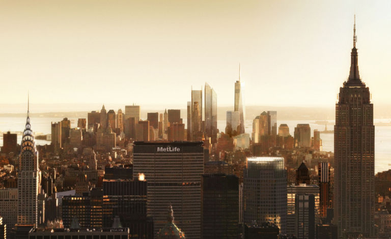 View of World Trade Center from Midtown Courtesy of Silverstein Properties Da Ground Zero a New World Trade Center