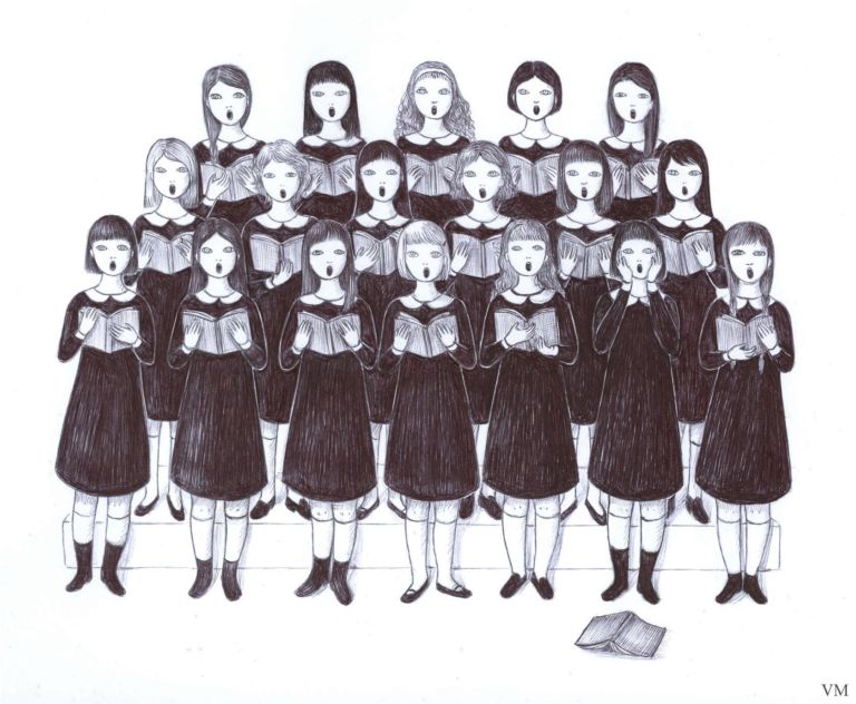Foto di classe Virginia Mori penna bic su carta 2013 courtesy lartista Illustrare l’immaginario. A colloquio con Virginia Mori