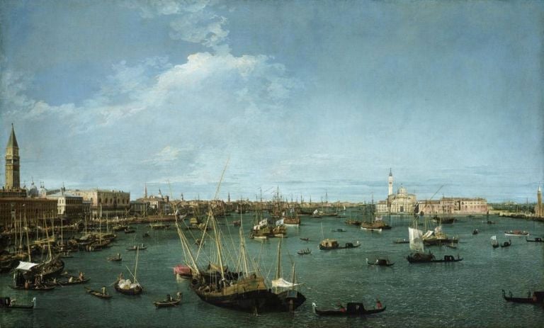 Giovanni Antonio Canal detto Canaletto Bacino di San Marco Venezia 1738 circa olio su tela cm 1245 x 2045 Boston Museum of Fine Arts La storia del paesaggio secondo Goldin