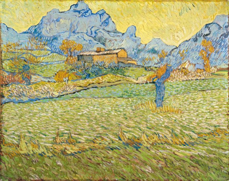 Vincent van Gogh Campi di grano in un paesaggio collinare 1889 olio su tela cm 735 x 92 Otterlo Kröller Müller Museum La storia del paesaggio secondo Goldin