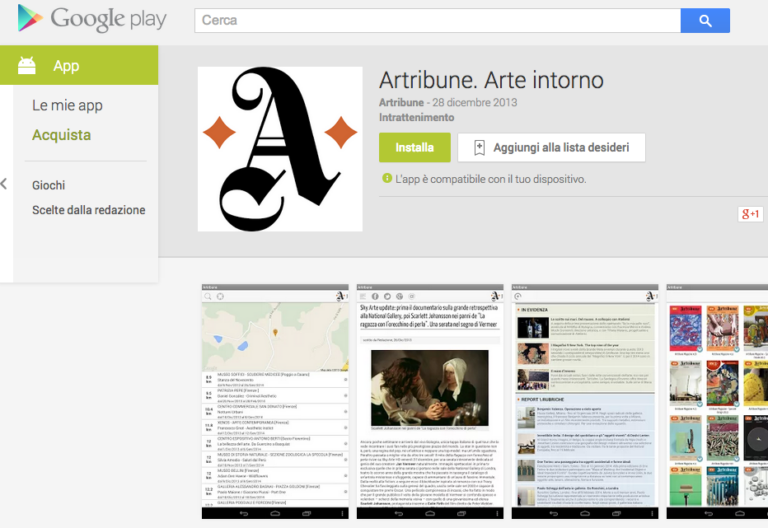 googleplay Buone notizie di inizio anno. La app di Artribune è finalmente disponibile anche per dispositivi Android e Amazon