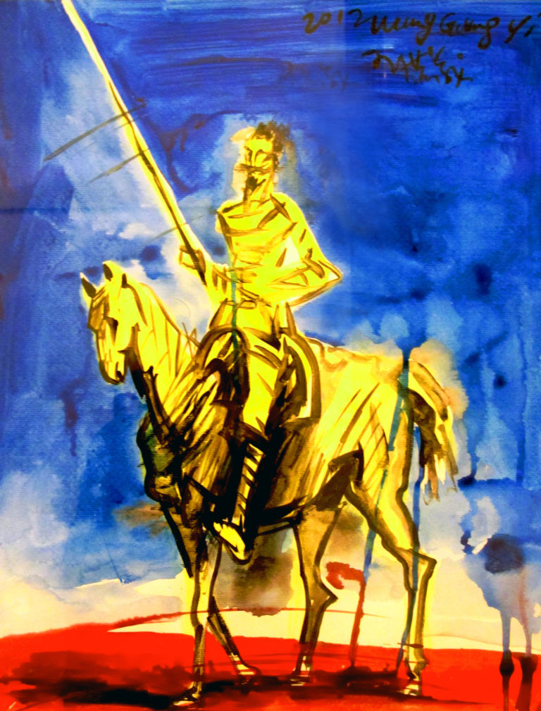 wang guangyi Quixote first Sally 2012 Gouache su carta Mulini a vento alla galleria In Arco