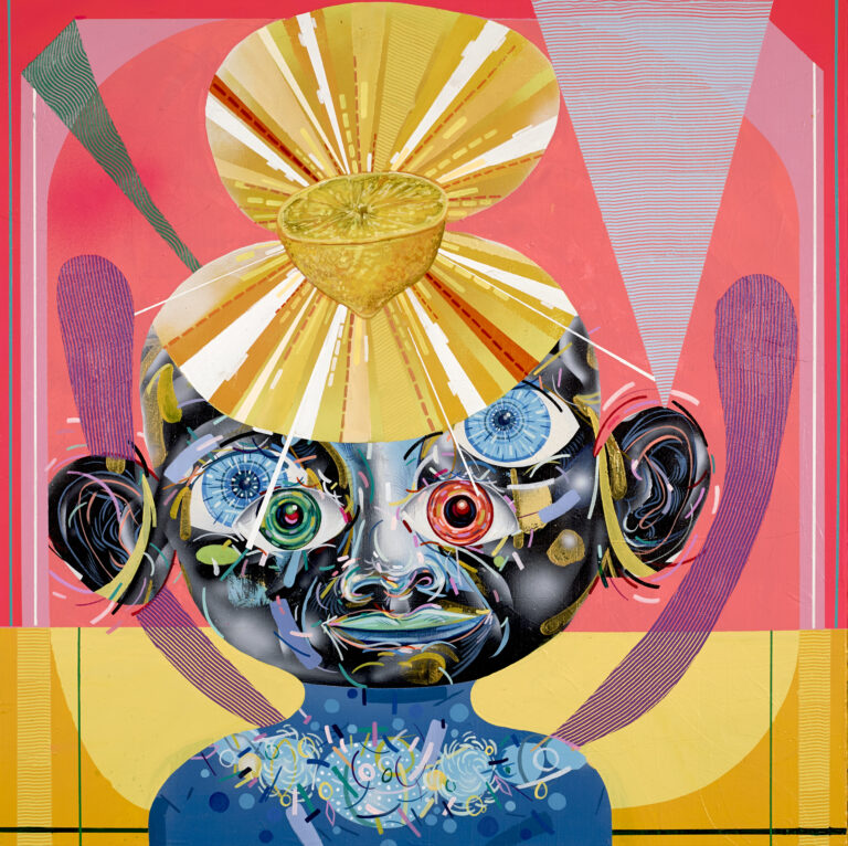 Clayton Brothers ITS ALL BRIGHT 2013 mixed media on canvas 76x76x5 cm Fin qui tutto bene. I Clayton Brothers a Milano