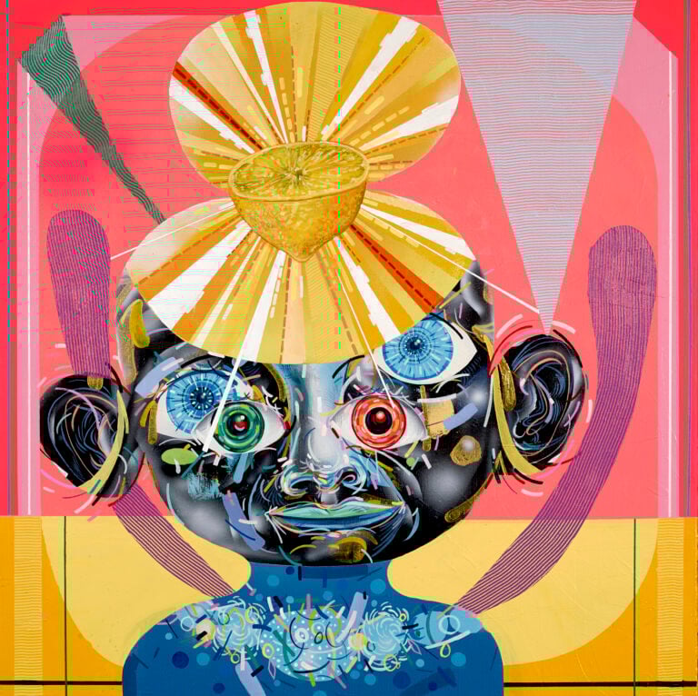 Clayton Brothers ITS ALL BRIGHT 2013 mixed media on canvas 76x76x5 cm Fin qui tutto bene. I Clayton Brothers a Milano