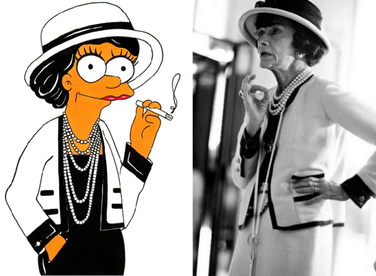 Coco Chanel Simpson Humor Chic by aleXsandro Palombo I Simpson in chiave fashion: aleXsandro Palombo si sipira a Helmut Newton per reinventare i mitici cartoon. Ed ecco il calendario Humor Chic 2014