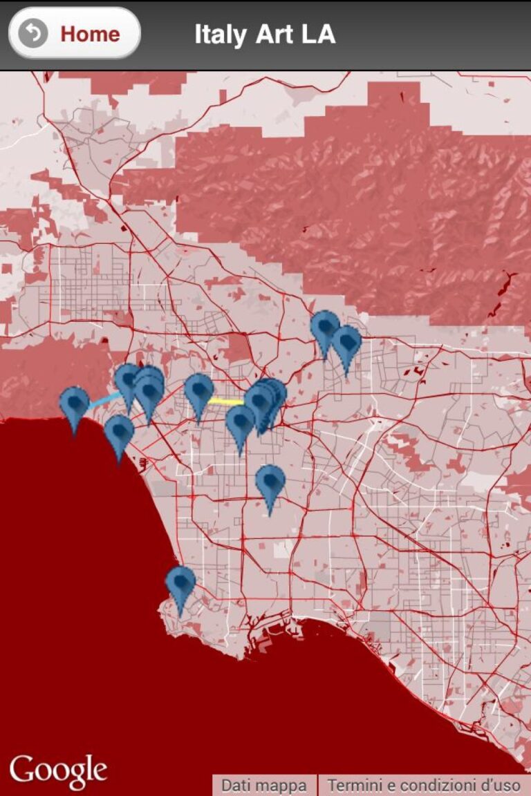 Italy Art LA Mappa Tracce italiane nella giungla urbana di Los Angeles. Tecnologia per la promozione dell’arte tricolore all’estero? Ci pensa l’Istituto Italiano di Cultura con un’applicazione per smartphone e tablet