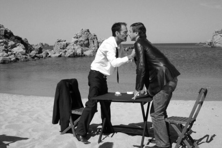 Luciano Curreli e Jerome Duranteau in una scena del film Beket 2008 Dialoghi di Estetica. Parola a Davide Manuli