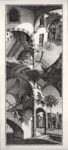 Maurits Cornelis Escher Su e giù luglio 1947 litografia in colore marrone 503x205 mm Enigmatico Escher