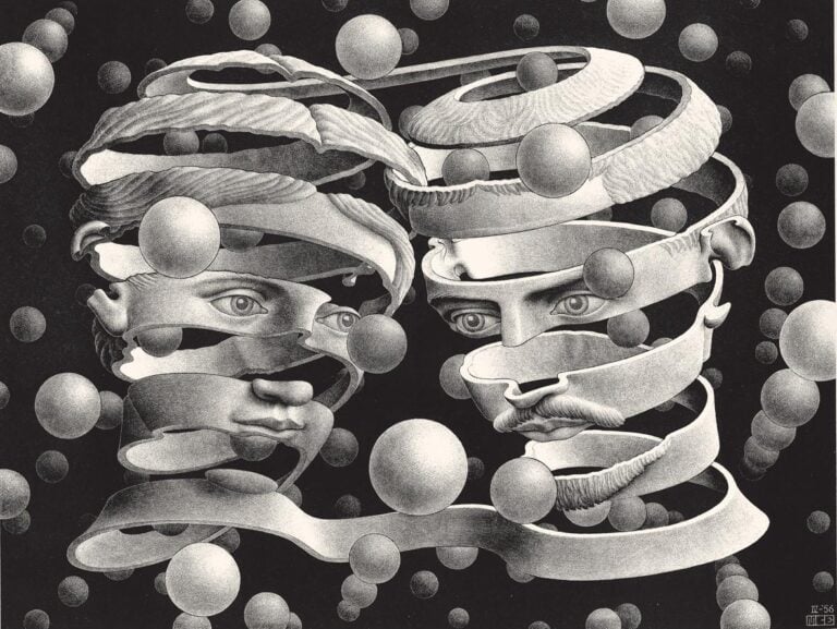 Maurits Cornelis Escher Vincolo dunione aprile 1956 litografia 253x339 mm Enigmatico Escher