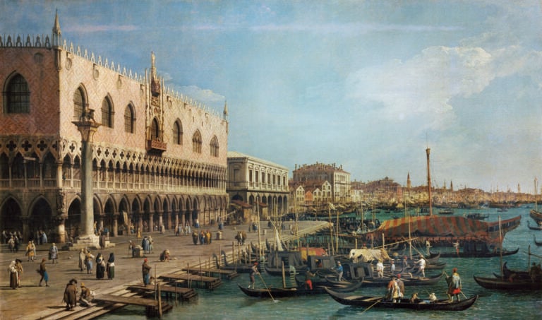 Canaletto Il Molo verso la Riva degli Schiavoni 1738 ca. Musei del Castello Sforzesco di Milano La grande pittura italiana in trasferta. A Budapest