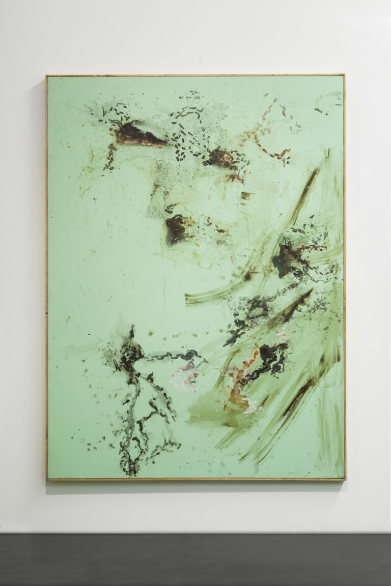 16 Tiziano Martini Untitled 2014 acrylic and oil paint acrylic enamel rust dirt and sediments on cotton wooden frame cm 192x152 Courtesy OTTO ZOO Materia distillata nel gesto. Per una coppia inedita da Otto Zoo