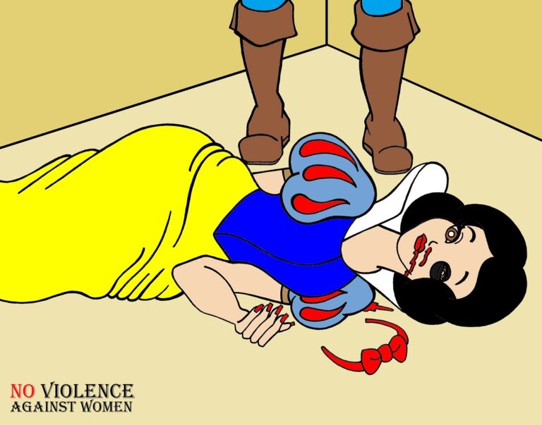 Snow White and Prince Charming Art Portrait Social Campaign Domestic Woman Womens Violence Abuse Satire Cartoon Illustration Critic Humor Chic by aleXsandro Palombo 1 Nuova serie per aleXsandro Palombo. Biancaneve tumefatta come Nan Goldin? Fred Flintstones un po’ troppo disinvolto con la sua clava? Non è un cartoon dell’orrore, ma una campagna sociale in sostengo delle donne...