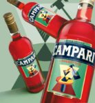 02 Art Labels 2014 3BottlesGreenLabel 734x800 Campari torna all’antico: si ispirano a Fortunato Depero le tre nuove etichette dell’alcolico in rosso, con la rivisitazione di grafiche Anni Venti