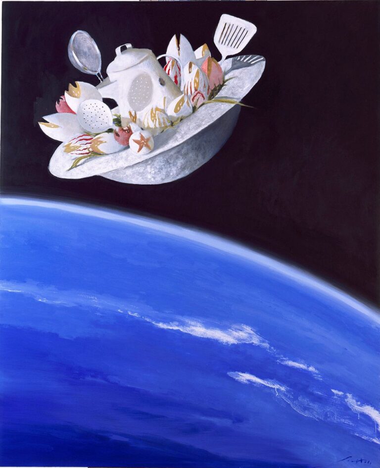 07.Julio Larraz 2012 Concepto Espacial oil on canvas 182x15 Dai Caraibi al Mediterraneo. Julio Larraz alla Fondazione Puglisi Cosentino