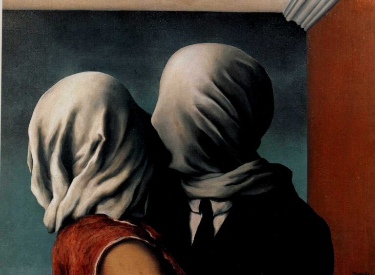 Renè Magritte Les Amants Gli amanti 1928 Exploit surrealista per Opening Ceremony. Il brand americano sceglie i dipinti di René Magritte per una capsule art-collection firmata da Manolo Blahnik, Birkenstok, Vans