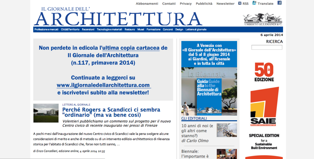 Addio alla carta. Le riviste di architettura cedono al web