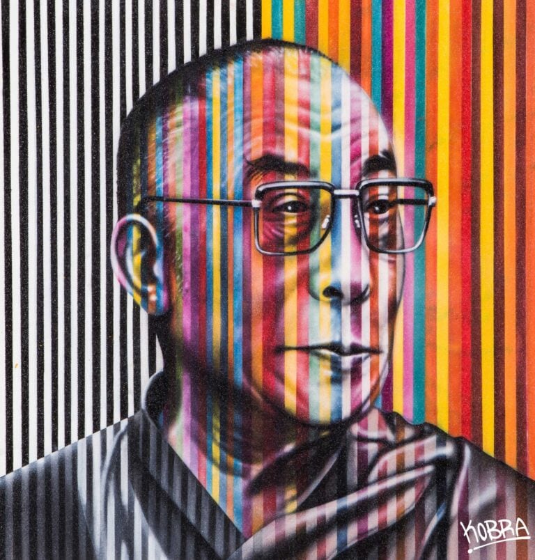 Dalai Lama 50x50 cm spray paint on canvas dorothycircusgallery Roma Capitale (della Street Art). Eduardo Kobra fra galleria e museo