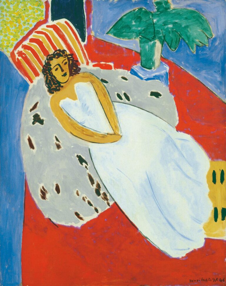 Henri Matisse Giovane donna in bianco sfondo rosso 1946 Olio su tela cm 92 x 73. Lione Musée des Beaux Arts. © Succession H. Matisse by SIAE 2013 Nell'atelier del pittore. Matisse a Ferrara