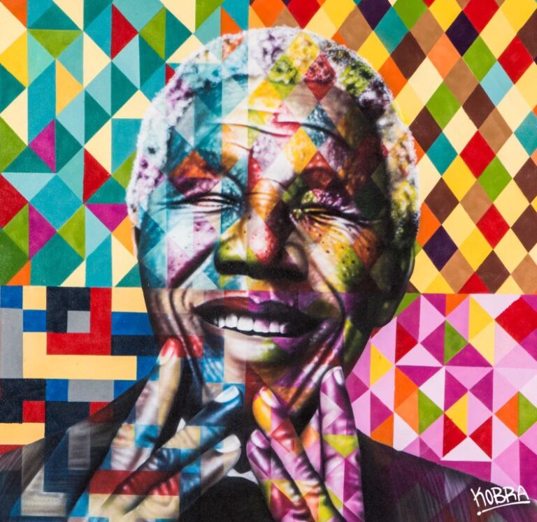 Mandela 80x80cm spray paint on canvas dorothycircusgallery Roma Capitale (della Street Art). Eduardo Kobra fra galleria e museo