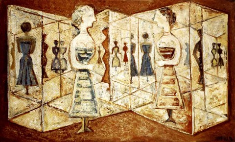 Massimo Campigli, Le labyrinthe de glaces, 1956, olio su tela