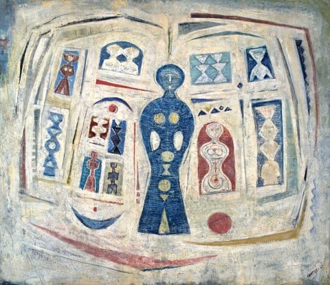 Massimo Campigli, Maison, 1961, olio su tela