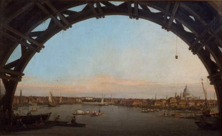 01 Canaletto La City di Londra vista attraverso un arco La vecchia Londra come la nuova Pechino. Pittura alla Fondazione Roma