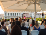 Una vista della platea Presentazione di lusso alla Guggenheim di Venezia per Designing Legends, il libro sulle architetture visionarie del russo Vasily Klyukin