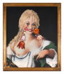 Vezzoli Tuaportrait of Dolly Parton after Palma il Vecchio and Ambrosius Bosschaert La prima di Francesco Vezzoli a Firenze. Immagini in anteprima del progetto diffuso in tanti luoghi simbolo, in occasione di Pitti Immagine Uomo