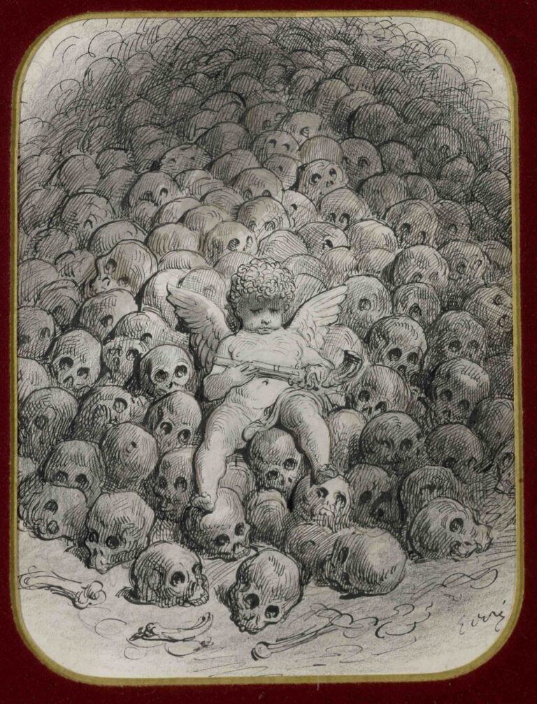 7. Gustave DorÇ Putto con pistola su un mucchio di teschi Una collezione di meraviglie. Solo per i vostri occhi