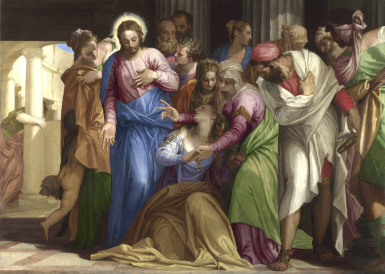 Paolo Veronese Cristo e ladultera 1876 The National Gallery London Si alza il sipario sulla grande mostra di Paolo Caliari a Verona. Primissime immagini dell’allestimento alla Gran Guardia, con il progetto collaterale di Luca Pozzi