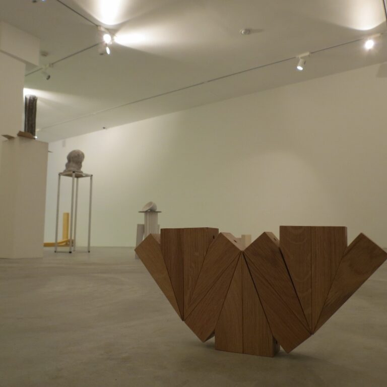 Raphael Zarka Retrospective of the first 22 Prismatics Studio version 2014. 32 moduli in legno perni di metallo. 800x800 La scultura nomade. Terza e ultima mostra