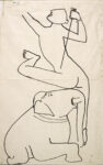 Maqbool Fida Husain 1913 2011. Black and White Maria Series Khajuraho drawing 1954. signed and dated Husain54 upper left. felt pen ink on paper. 66 x 42 cm St. Moritz Art Masters. E l’India invade l’Engadina