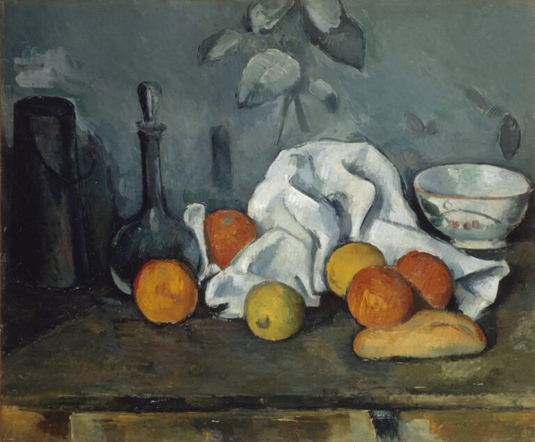 Paul Cézanne Frutta 1879 1880 ca. olio su tela 462 x 553 cm San Pietroburgo Museo Statale Ermitage Un tour all’Hermitage, nel buio di una sala. Il nuovo film-evento di Nexo Digital