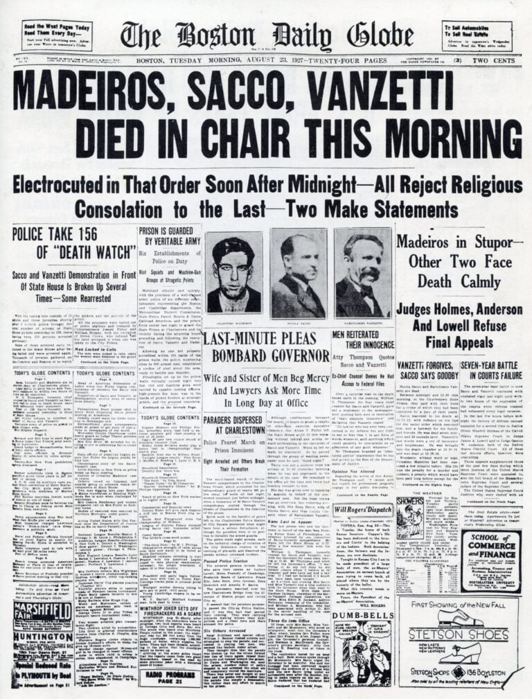 quotidiano1 Sacco e Vanzetti, ottantasette anni dopo. In memoria dei due anarchici italiani