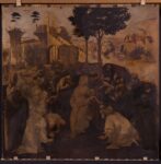 LAdorazione dei Magi di Leonardo durante la pulitura foto Pino Zicarelli La resurrezione di Leonardo. Ecco le meraviglie nascoste dell'Adorazione dei Magi, con i primi risultati del restauro dell'Opificio delle Pietre Dure di Firenze