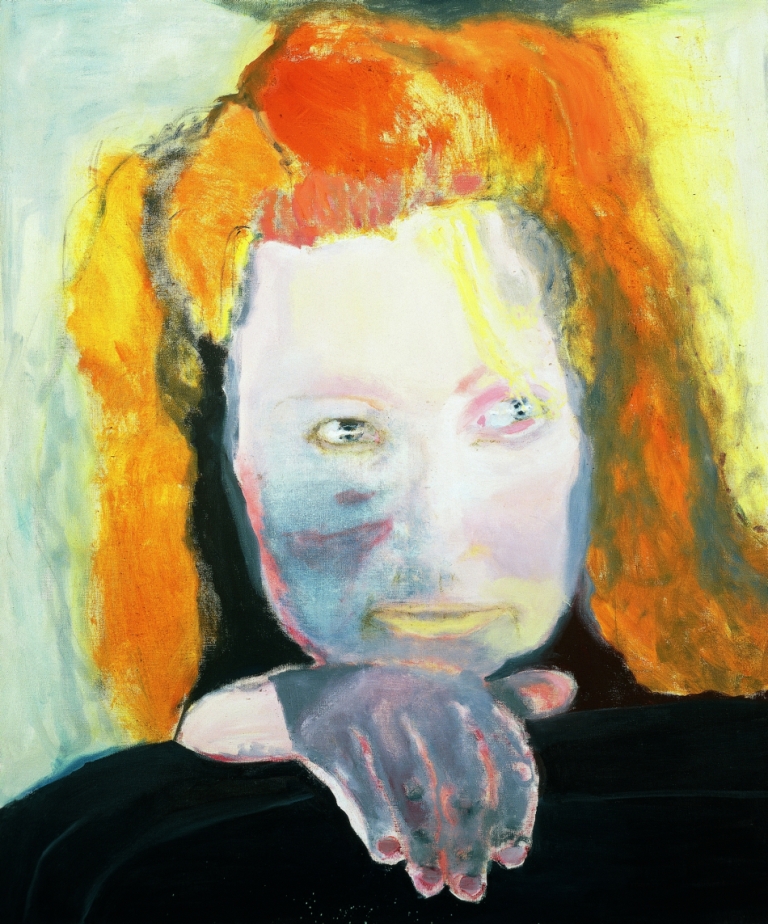 Marlene Dumas, Het Kwaad is Banaal, 1984, olieverf op doek, 125,5 x 105,5 cm, collectie Van Abbemuseum, Eindhoven, copyright Marlene Dumas, foto Peter Cox
