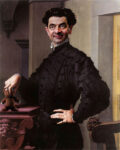 Mr. Bean secondo Agnolo Bronzino copyright Rodney Pike Ce lo vedete Mr. Bean nei panni della Gioconda di Leonardo? Nello star system impazza la mania del mashup painting, guardate Rowan Atkinson che interpreta i capolavori dell’arte…