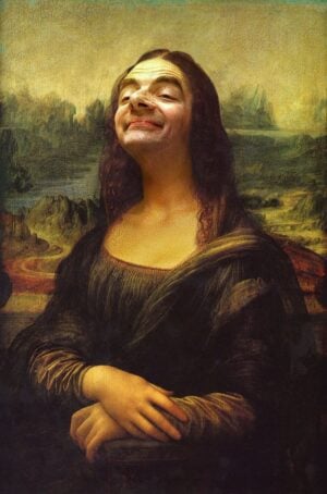 Ce lo vedete Mr. Bean nei panni della Gioconda di Leonardo? Nello star system impazza la mania del mashup painting, guardate Rowan Atkinson che interpreta i capolavori dell’arte…