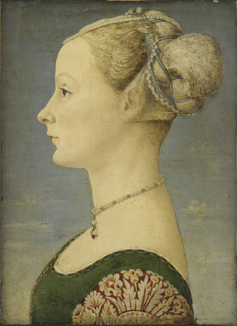 Piero del Pollaiolo Ritratto di donna di profilo ©Milano Museo Poldi Pezzoli Tutte le dame dei Pollaiolo. Immagini e video dalla presentazione della grande mostra in programma da novembre al Museo Poldi Pezzoli di Milano